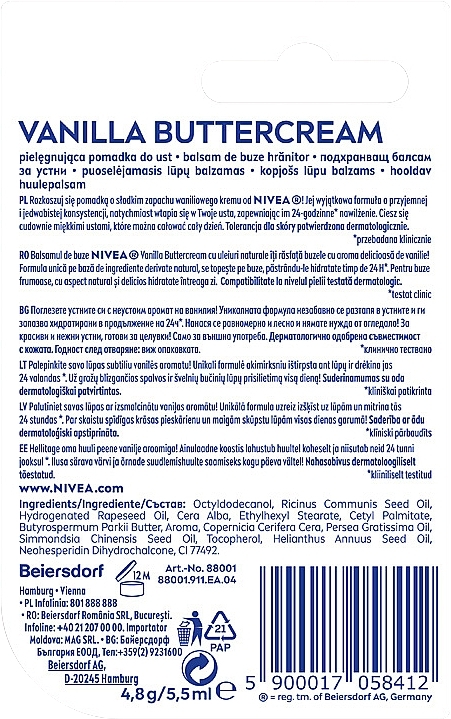 Pflegender Lippenbalsam "Vanilla Buttercream" - NIVEA Vanilla Buttercream — Bild N2