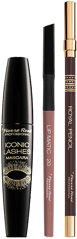 Set - Pierre Rene Smoky Brown (Mascara/15ml + Augenstift/1.6g + Lippenstift/0.4g) — Bild N4