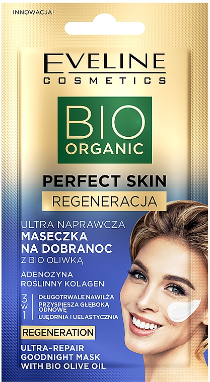 Revitalisierende Nachtmaske mit Bio-Olivenöl - Eveline Cosmetics Perfect Skin Regeneration Ultra-Repair Goodnight Mask With Bio Olive Oil — Bild N1