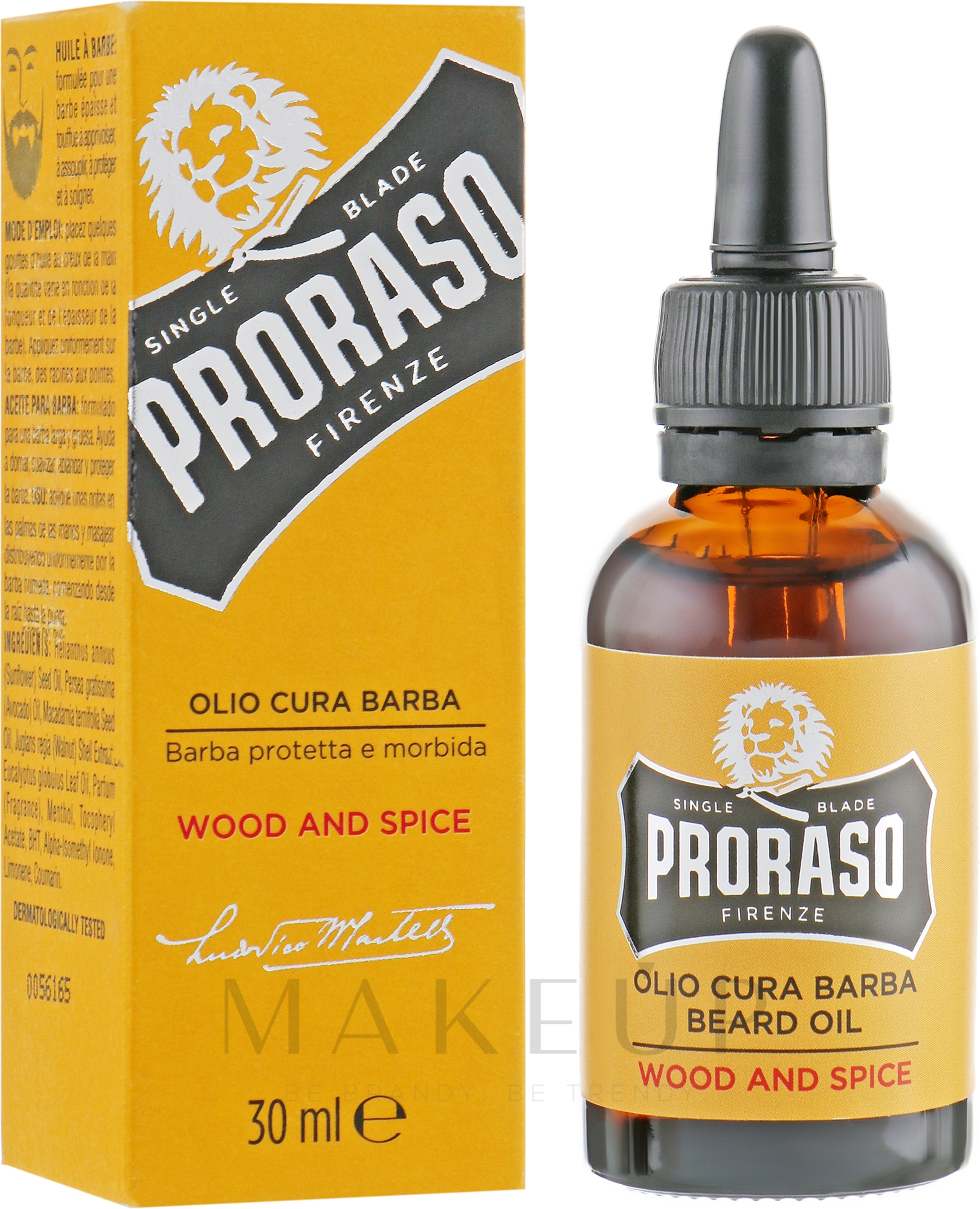 Bartöl mit Gewürz- und Holzduft - Proraso Wood and Spice Smooth and Protect Oil — Bild 30 ml