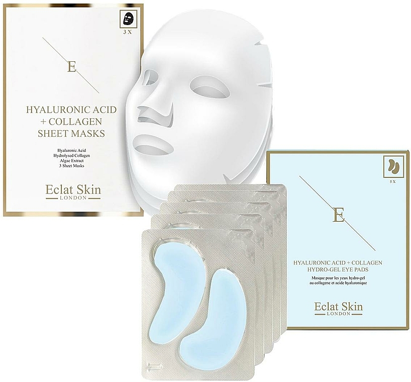 Gesichtspflegeset - Eclat Skin London (Tuchmaske für das Gesicht 3 St. + Hydrogel-Augenpatches 5x2St.) — Bild N1