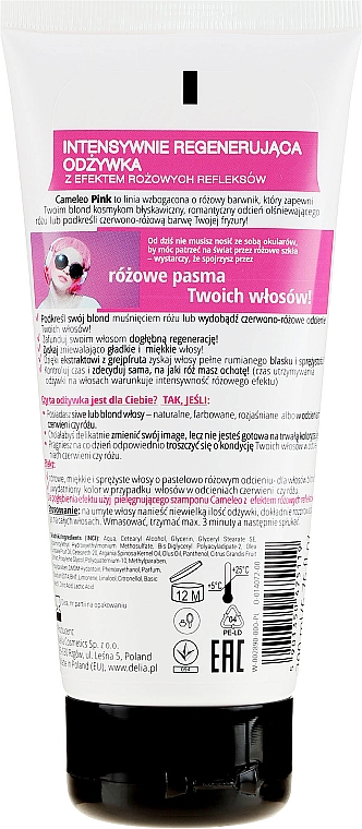 Intensiv regenerierender Conditioner mit rosa Tönung - Delia Cosmetics Cameleo Pink Effect — Bild N2