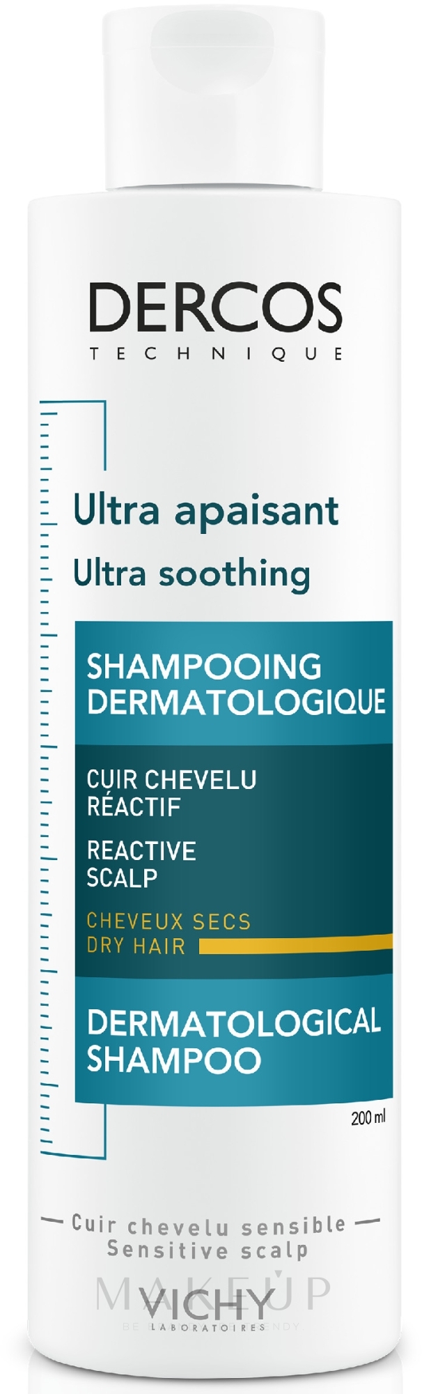 Sanftes Pflege-Shampoo für irritierte, gereizte Kopfhaut und trockenes Haar - Vichy Dercos Ultra Soothing Dry Hair Shampoo — Bild 200 ml
