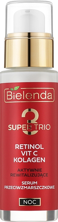 Anti-Falten Gesichtsserum für die Nacht - Bielenda Super Trio Retinol Vit C Kollagen  — Bild N1