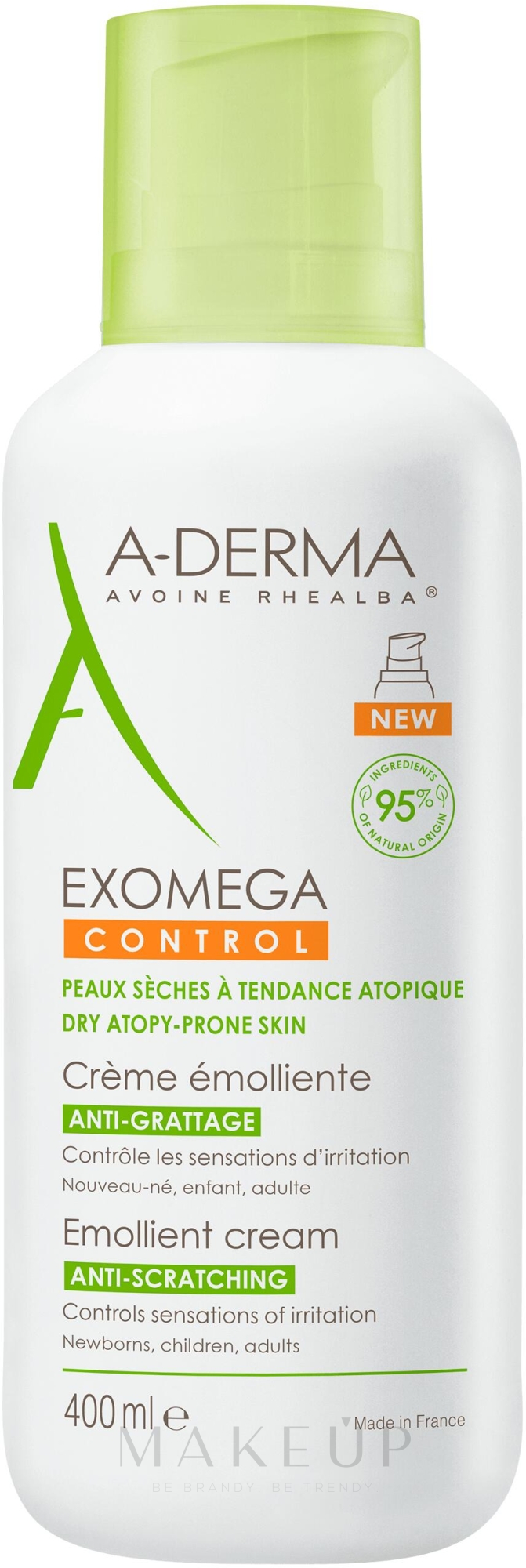 Weichmachende Körpercreme - A-Derma Exomega Control Emollient Cream Anti-Scratching — Bild 400 ml