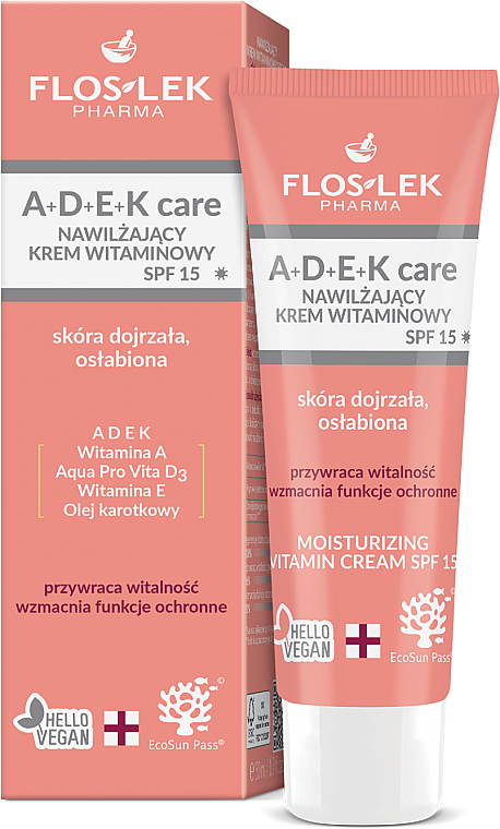 Feuchtigkeitsspendende Vitamincreme - Floslek A+D+E+K Care Moisturizing Vitamin Cream SPF 15  — Bild N1