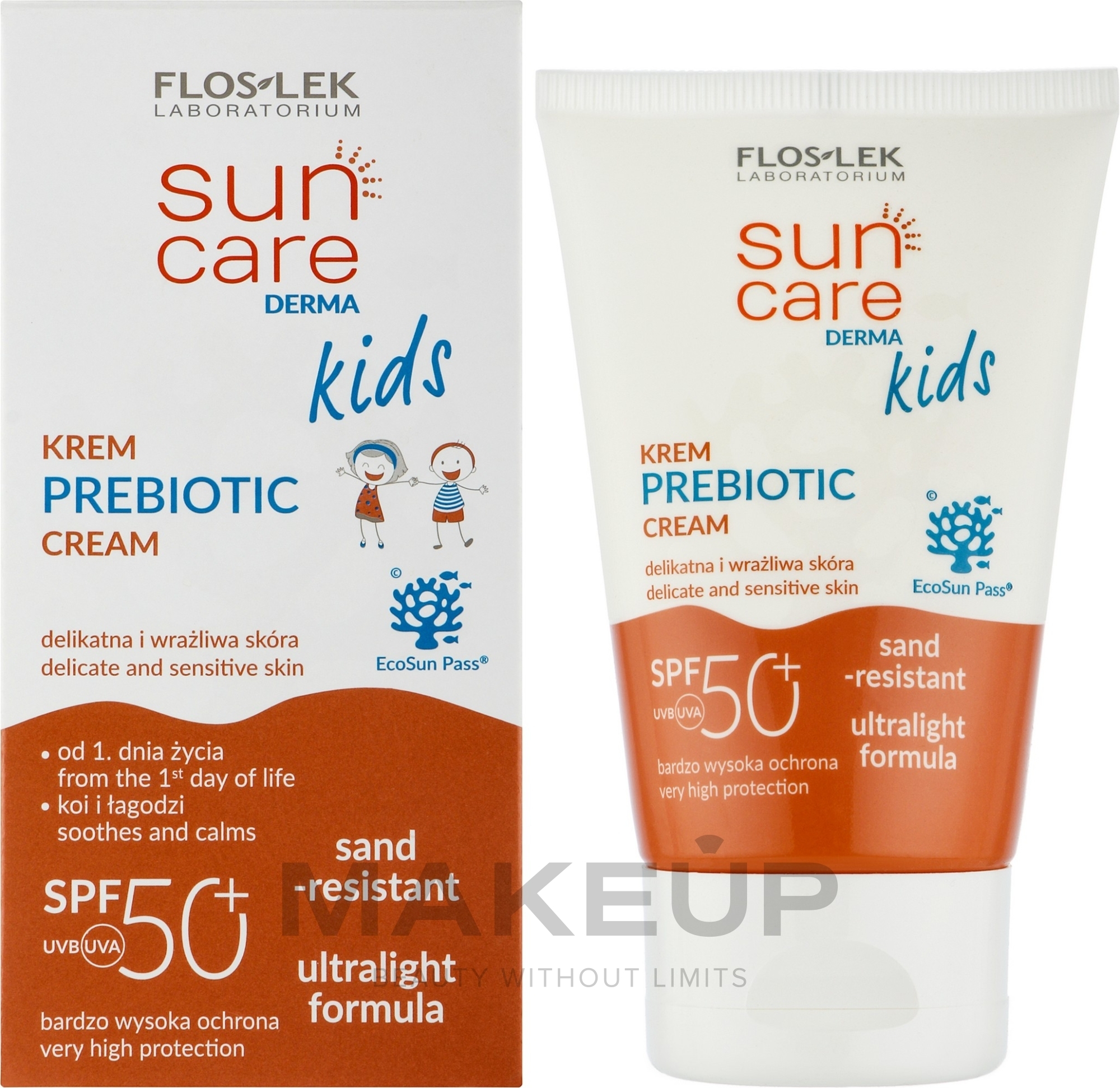 Sonnenschutzcreme für trockene Kinderhaut - Floslek Sun Care Derma Kids Prebiotic Cream SPF 50 — Bild 50 ml