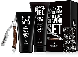 Düfte, Parfümerie und Kosmetik Set - Angry Beards Arber Like Shaving Set (After Shave Balsam 150ml + Rasiergel 250ml + Rasiermesser 1St. + Pflaster für Schnittwunden 3St.)