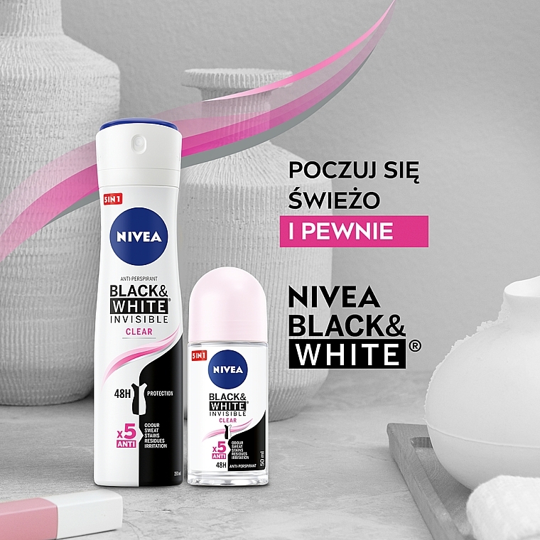 Deo Roll-on Antitranspirant - NIVEA Deodorant Invisible For Black & White Clear Roll-On For Women — Foto N7
