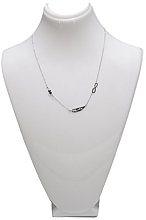 Halskette Feder und schwarze Steine silbern - Lolita Accessories — Bild N1