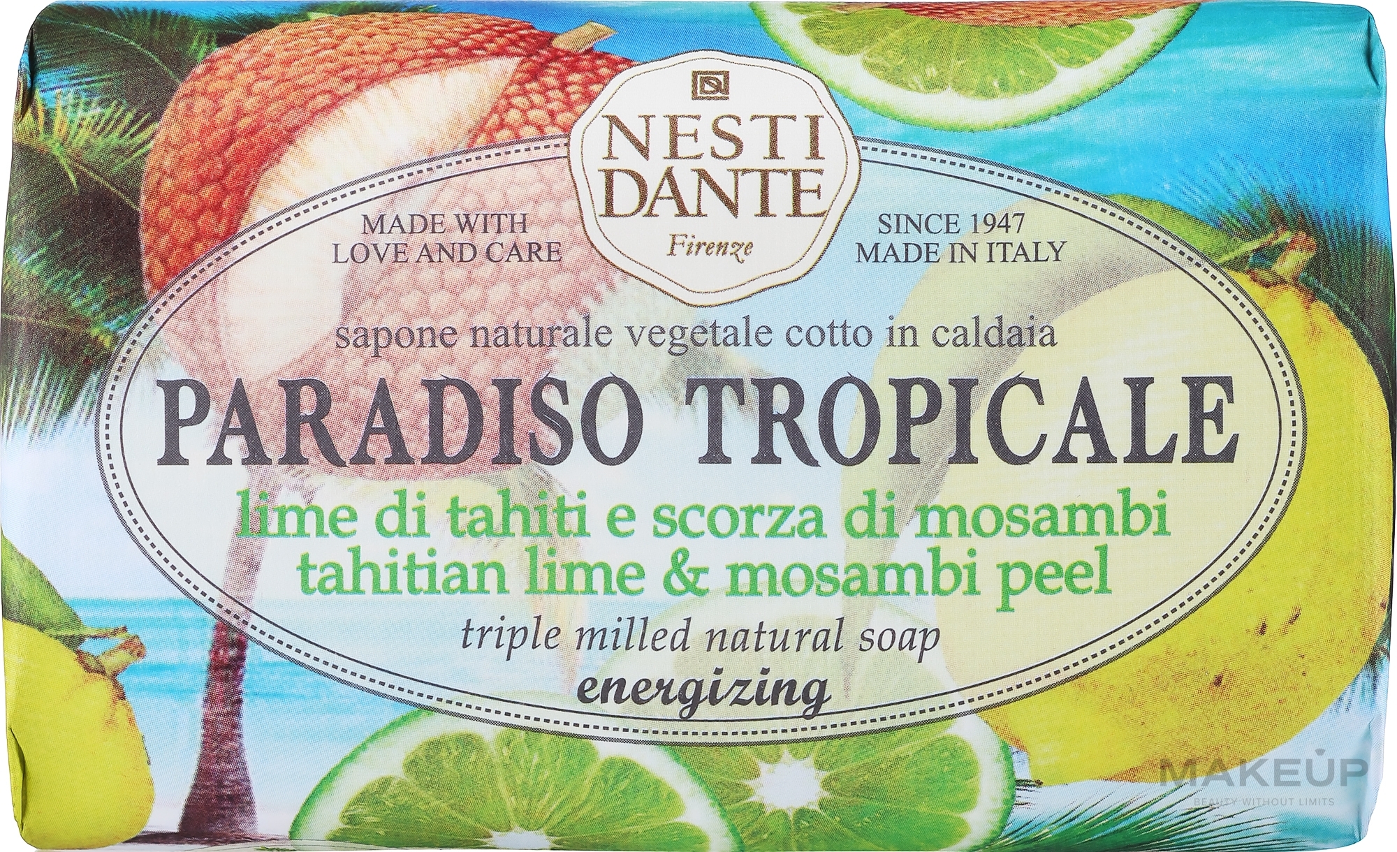 Naturseife Tahitian Lime & Mosambi Peel - Nesti Dante Energizing Vegetable Soap Paradiso Tropicale Collection  — Bild 250 g