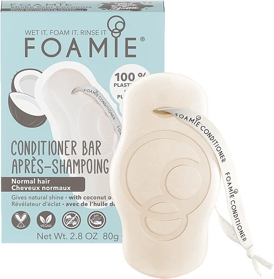 Fester Conditioner für das Haar mit Kokosnussöl - Foamie Conditioner Bar with Coconut Oil Normal Hair — Bild N1