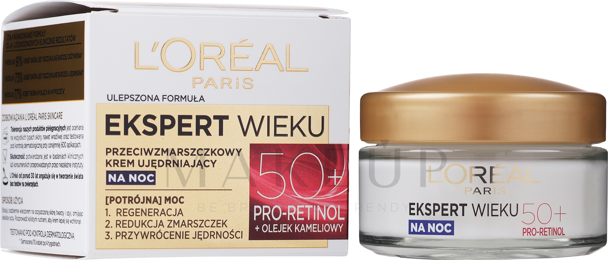 Straffende und pflegende Anti-Falten Nachtcreme mit Lifting-Effekt - L'Oreal Paris Age Specialist Expert Night Cream 50+ — Bild 50 ml