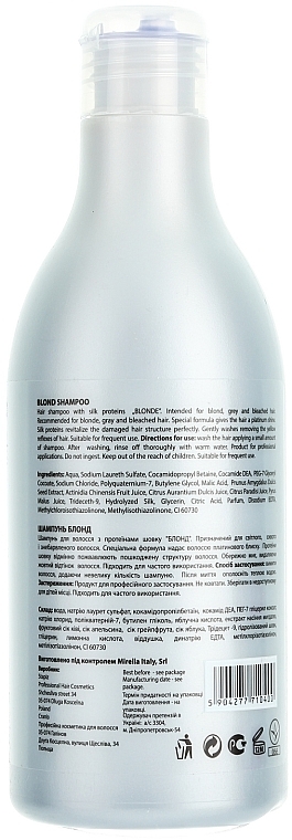 Shampoo für helles, graues und gebleichtes Haar mit Seidenproteinen - Mirella Blond Shampoo — Foto N2