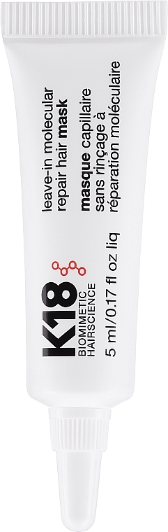 GESCHENK! Haarmaske ohne Ausspülen - K18 Hair Biomimetic Hairscience Leave-in Molecular Repair Mask Mini Size  — Bild N2