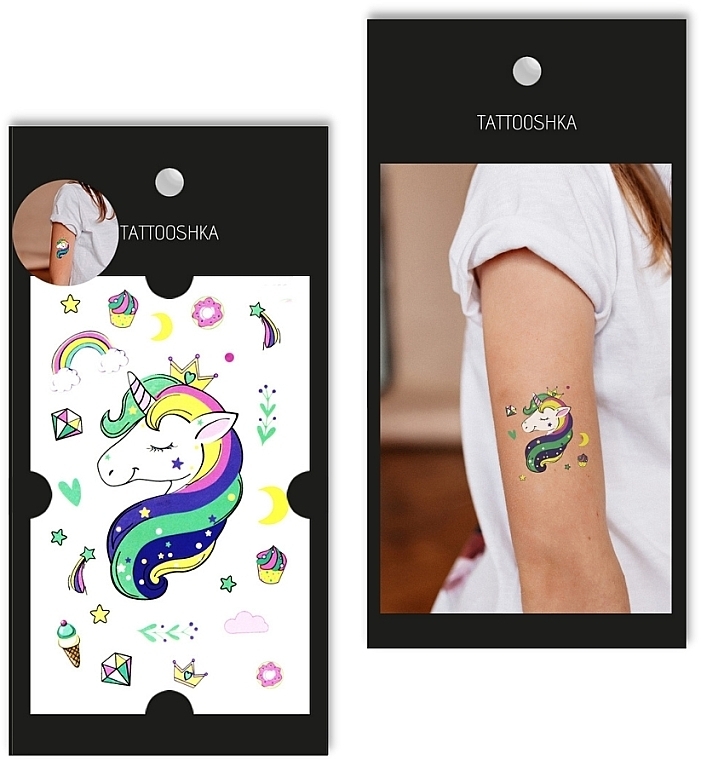 Abwaschbares Tattoo Glückliches Einhorn - Tattooshka — Bild N1