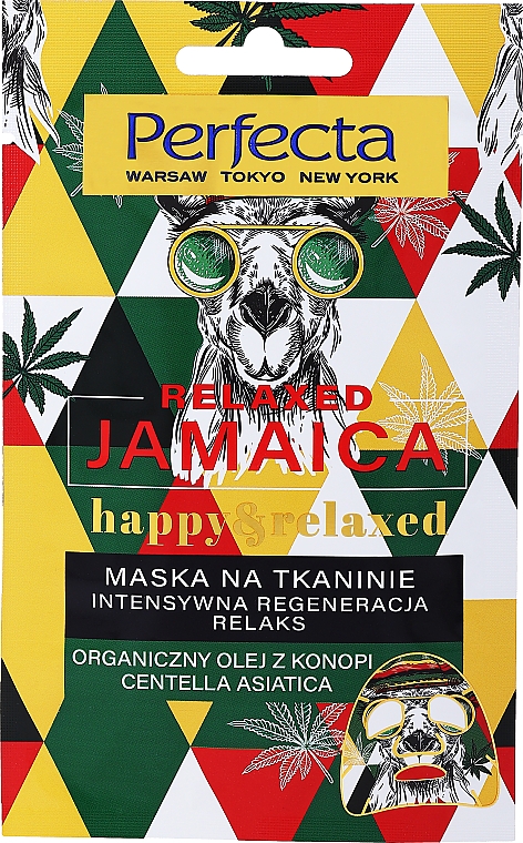 Intensiv regenerierende und entspannende Tuchmaske für das Gesicht mit Hanföl und Centella Asiatica - Perfecta Relaxed Jamaica Happy & Relaxed — Bild N1