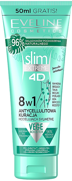 8in1 Anti-Cellulite Körpercreme mit kühlender Wirkung - Eveline Cosmetics Slim Extreme 4D