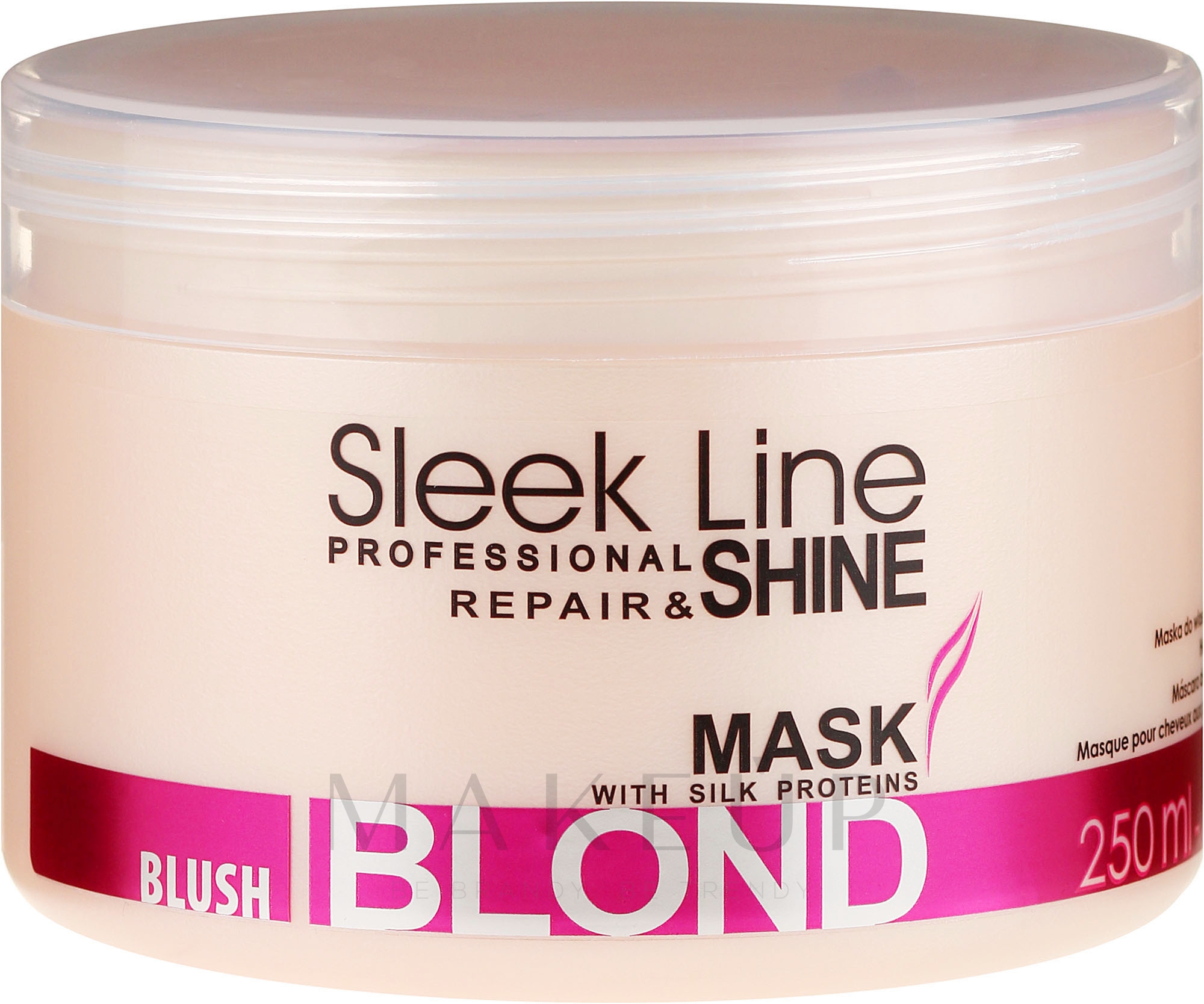 Maske für rosa Farbtöne für blondes, aufgehelltes und graues Haar - Stapiz Sleek Line Blush Blond Mask — Bild 250 ml