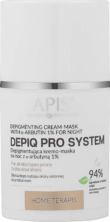 Depigmentierende Nachtcreme-Maske mit Arbutin 1% - APIS Professional Depiq Pro System Depigmenting Cream-Mask  — Bild N1