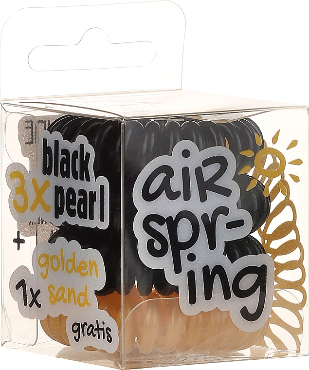 Haargummis schwarz, gold 4 St. - Hair Springs