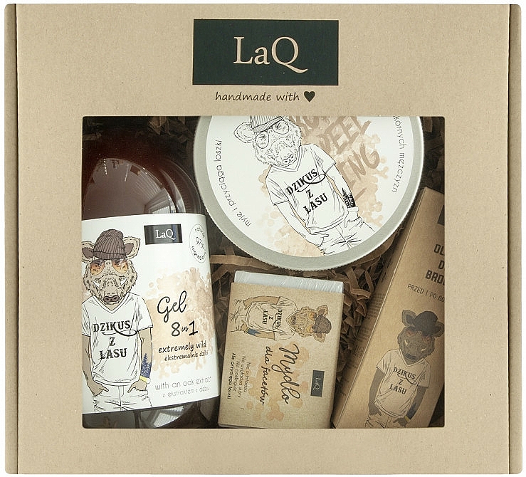 Körperpflegeset für Männer - Laq Set Wild From The Forest ( Duschgel 500ml + Körperpeeling 200ml + Seife 85ml + Bartöl 30ml) — Bild N1