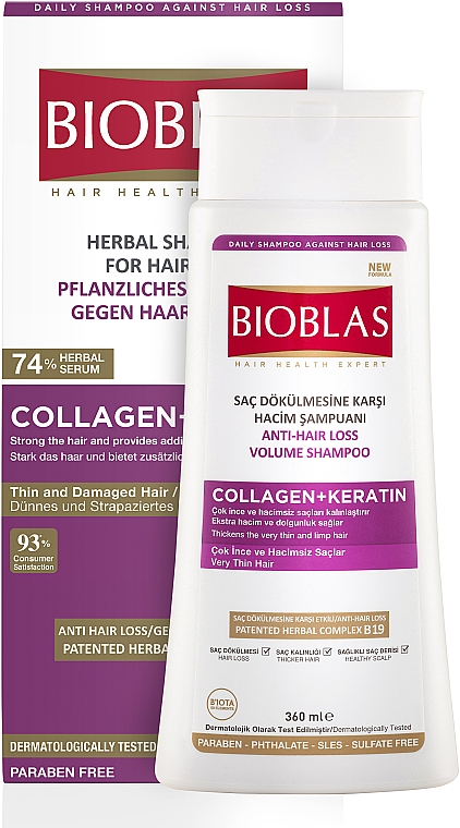Shampoo mit Kollagen und Keratin für dünnes und geschädigtes Haar - Bioblas Collagen And Keratin Shampoo — Bild N1