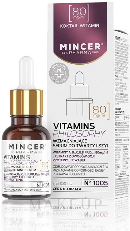 Festigendes Anti-Falten Gesichts- und Halsserum für reife Haut - Mincer Pharma Vitamins Philosophy Serum № 1005 — Bild 15 ml