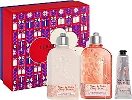 Düfte, Parfümerie und Kosmetik Körperpflegeset - L'Occitane Cherry Blossom (Duschgel 250ml + Körperlotion 250ml + Handcreme 30m)