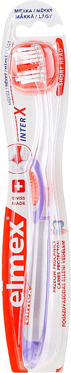 Zahnbürste weich violett - Elmex Toothbrush Caries Protection InterX Soft Short Head — Bild N1