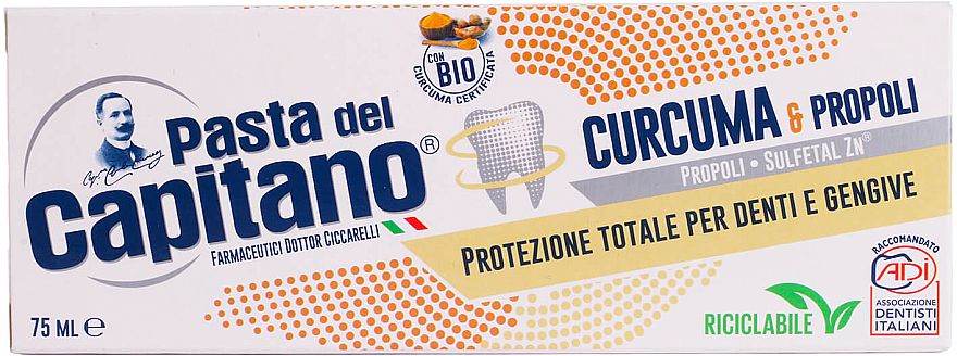 Zahnpasta Kurkuma und Propolis - Pasta Del Capitano, Turmeric & Propolis Ecological Packaging — Bild N3