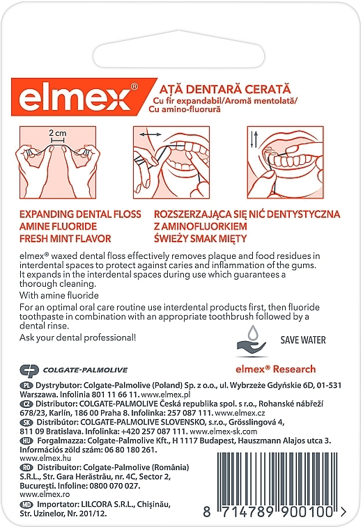 Gewachste Zahnseide mit Minzgeschmack 50 m - Elmex Mint Waxed Dental Floss — Bild N2