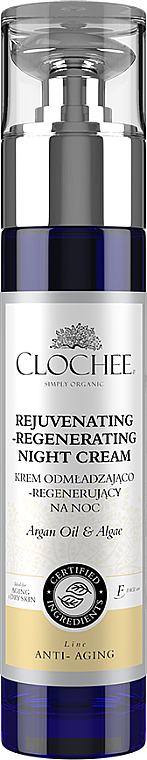 Verjüngende und regenerierende Anti-Aging Nachtcreme für das Gesicht mit Arganöl und Algen - Clochee Regenerating-Rejuvenating Night Cream — Bild N1