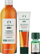 Körperpflegeset - The Body Shop Mandarin & Bergamot Vegan Boost (Duschgel 200ml + Öl 9ml + Handcreme 30ml) — Bild N2