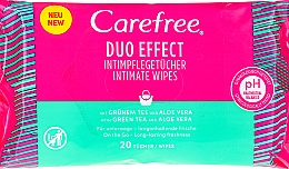 Düfte, Parfümerie und Kosmetik Intimpflegetücher mit grünem Tee und Aloe Vera 20 St. - Carefree Duo Effect