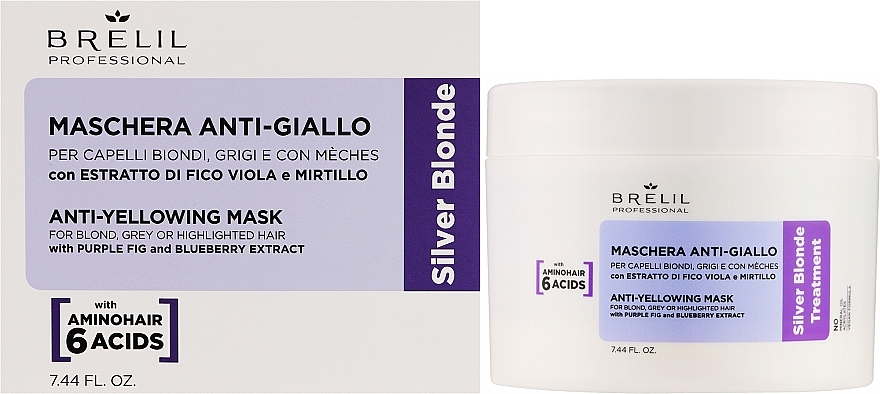 Haarmaske gegen Gelbstich - Brelil Silver Blonde Treatment Anti-Yellowing Mask	 — Bild N2