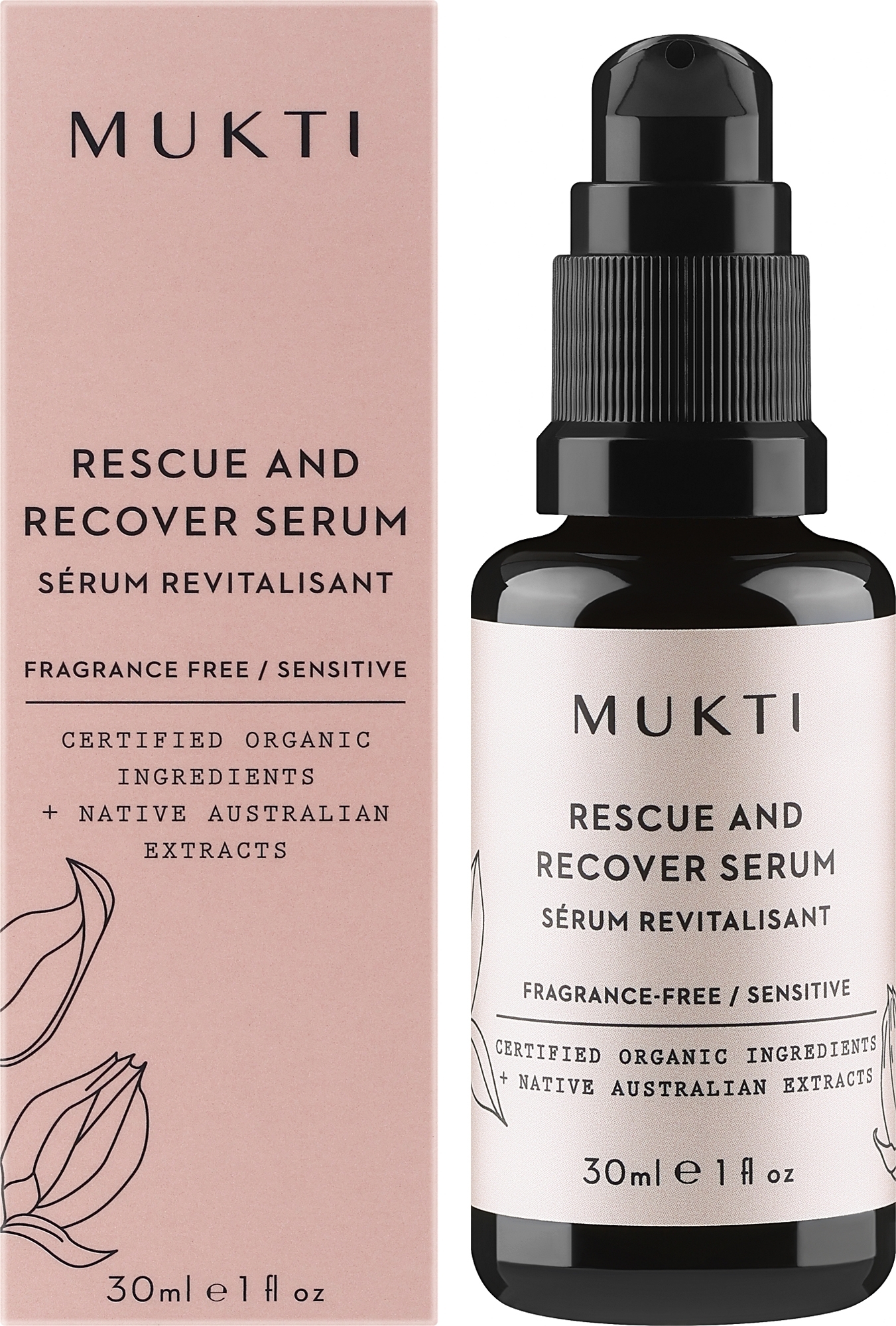 Revitalisierendes Gesichtsserum - Mukti Organics Rescue and Recover Serum — Bild 30 ml