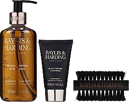 Handpflegeset für Männer - Baylis & Harding Black Pepper & Ginseng Signature Collection (Handwaschgel 300ml + Handbalsam 50ml + Nagelbürste) — Bild N2