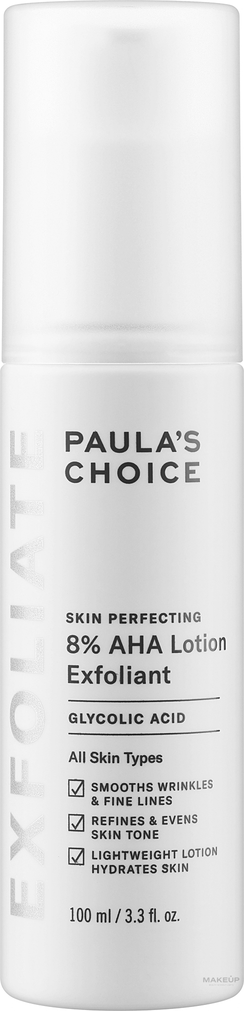 Paula's Choice Skin Perfecting 8% AHA Lotion Exfoliant  - Gesichtsbalsam mit Glykolsäure 8% — Bild 100 ml