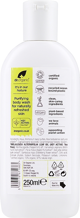 Duschgel mit Teebaumextrakt - Dr. Organic Bioactive Skincare Tea Tree Body Wash — Bild N2