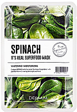 Feuchtigkeitsspendende und aufhellende Tuchmaske für das Gesicht mit Spinat - Dermal It'S Real Superfood Mask Spinach — Bild N1