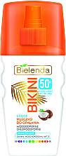 Düfte, Parfümerie und Kosmetik Wasserfestes Sonnenschutzspray für den Körper mit Kokoswasser und Vitamin E SPF 50 - Bielenda Bikini Coconut Milk Sun Spray SPF 50