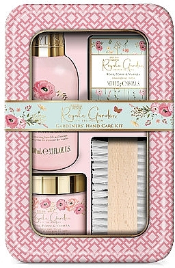 Baylis & Harding Royale Garden Rose, Poppy & Vanilla Hand Care Gift Set - Set (Handcreme 100ml + Seife 50g + Badesalz 25g + Handbürste) — Bild N2