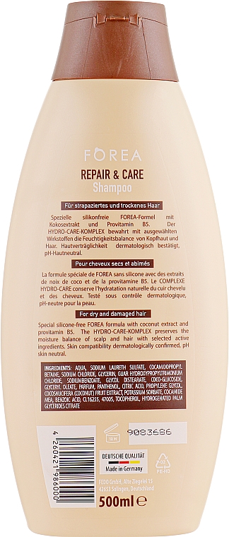 Shampoo mit natürlichem Kokosnussöl - Forea Repair & Care Shampoo — Bild N2