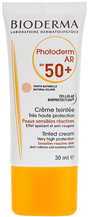 Getönte und beruhigende Sonnenschutzcreme gegen Rötungen für das Gesicht SPF 50+ - Bioderma Photoderm AR Spf 50+ Tinted Sun Cream