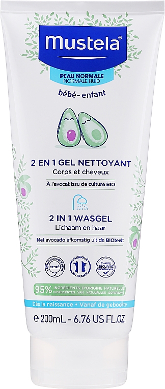 2in1 Reinigungsgel für Haar und Körper mit Avocado - Mustela Baby 2 In 1 Cleansing Gel With Avocado Hair And Body — Bild N1