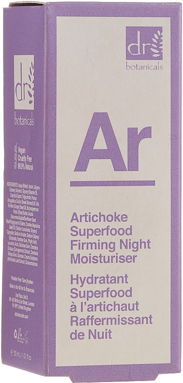 Straffende und feuchtigkeitsspendende Nachtcreme für das Gesicht - Dr. Botanicals Artichoke Superfood Firming Night Moisturiser — Bild N1