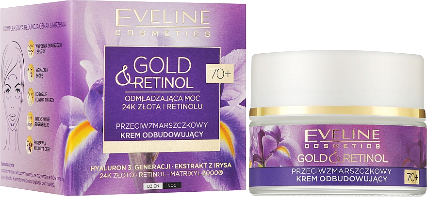 Revitalisierende Anti-Falten-Creme - Eveline Cosmetics Gold And Retinol 70 + — Bild N2