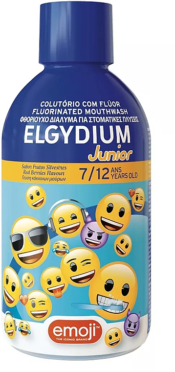 Mundwasser mit Erdbeere und Himbeere - Elgydium Emoji Junior — Bild N1