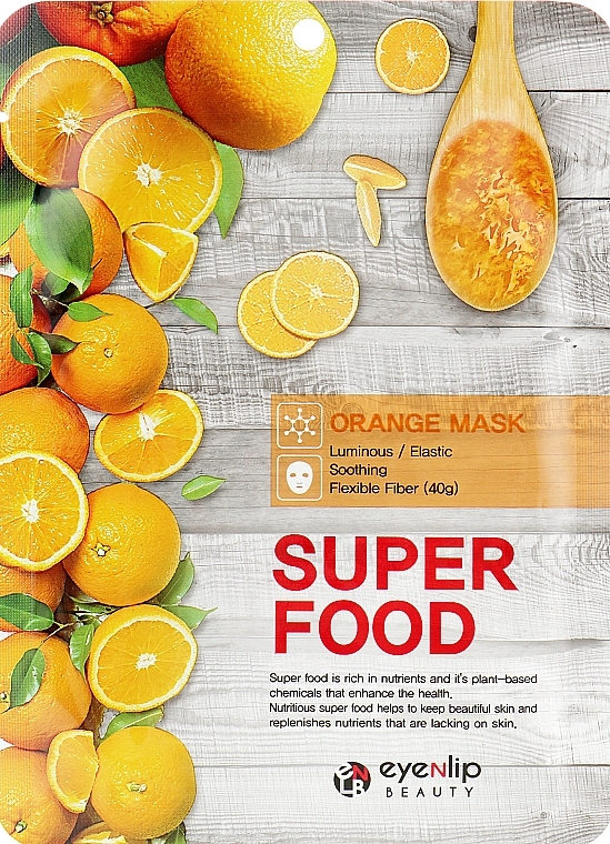 GESCHENK! Tuchmaske für das Gesicht - Eyenlip Super Food Orange Mask — Bild N1